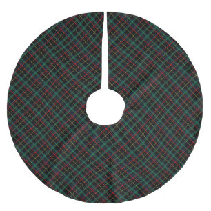 Schwarzer, Roter und Grüner Tartan Polyester Weihnachtsbaumdecke