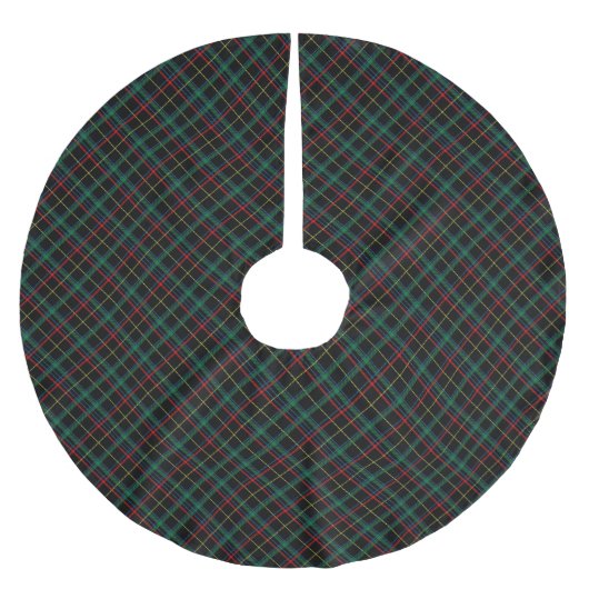 Schwarzer, Roter und Grüner Tartan Polyester Weihnachtsbaumdecke (Vorderseite)