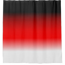 Schwarzer, roter und weißer Duschvorhang