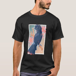 Schwarzer Rotschwanz-Papagei-Vogel mit Plumeri T-Shirt