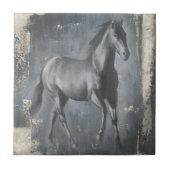 Schwarzer Running Stallion Fliese (Vorderseite)