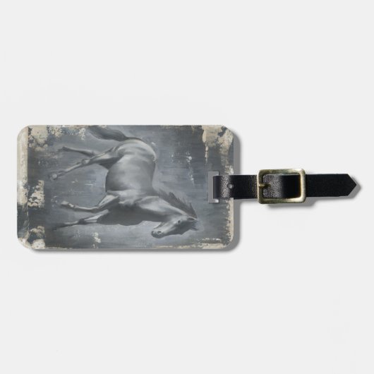 Schwarzer Running Stallion Gepäckanhänger (Vorderseite horizontal)