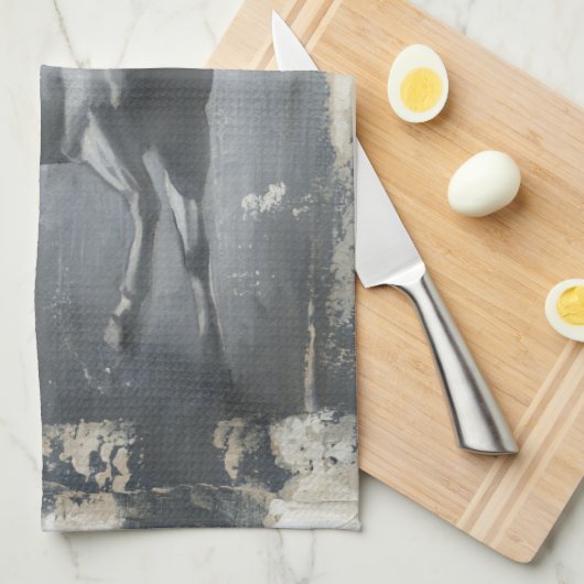 Schwarzer Running Stallion Geschirrtuch (Viertel Falte)