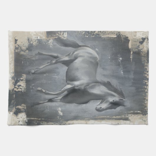 Schwarzer Running Stallion Geschirrtuch (Horizontal)