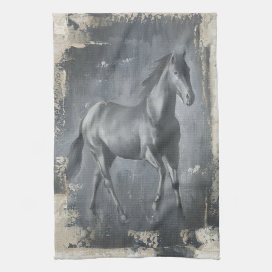 Schwarzer Running Stallion Geschirrtuch (Vertikal)