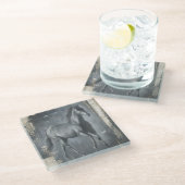 Schwarzer Running Stallion Glasuntersetzer (Schrägansicht)