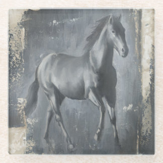 Schwarzer Running Stallion Glasuntersetzer