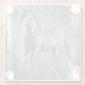 Schwarzer Running Stallion Glasuntersetzer (Rückseite)