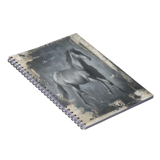 Schwarzer Running Stallion Notizblock (Rechte Seite)