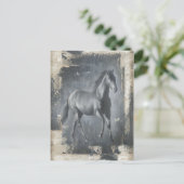 Schwarzer Running Stallion Postkarte (Stehend Vorderseite)