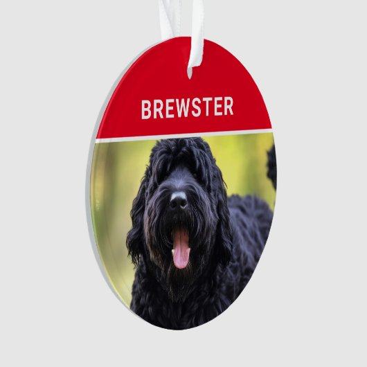 Schwarzer Russischer Terrier Dog's Name Foto Weihn Ornament (Vorderseite)