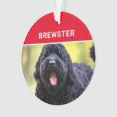 Schwarzer Russischer Terrier Dog's Name Foto Weihn Ornament (Vorderseite)