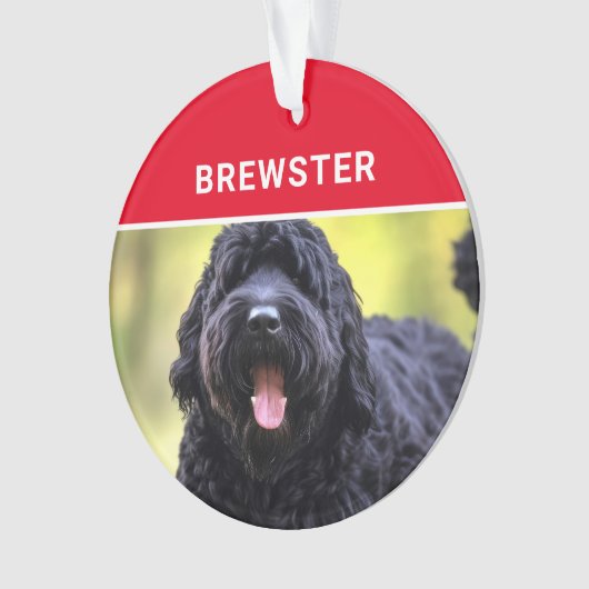 Schwarzer Russischer Terrier Dog's Name Foto Weihn Ornament (Vorderseite)