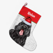 Schwarzer russischer Terrier Hund mit Hundename Großer Weihnachtsstrumpf (Vorderansicht (hängend))