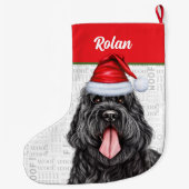 Schwarzer russischer Terrier Hund mit Hundename Großer Weihnachtsstrumpf (Rückseite)