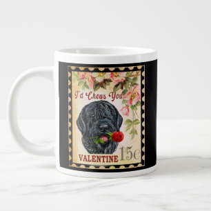 Schwarzer russischer Terrier Vintag Valentine mit  Jumbo-Tasse