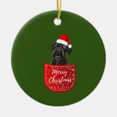 Schwarzer russischer Terrier Weihnachtshund in der Keramik Ornament (Vorne)