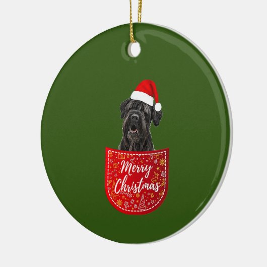 Schwarzer russischer Terrier Weihnachtshund in der Keramik Ornament (Links)
