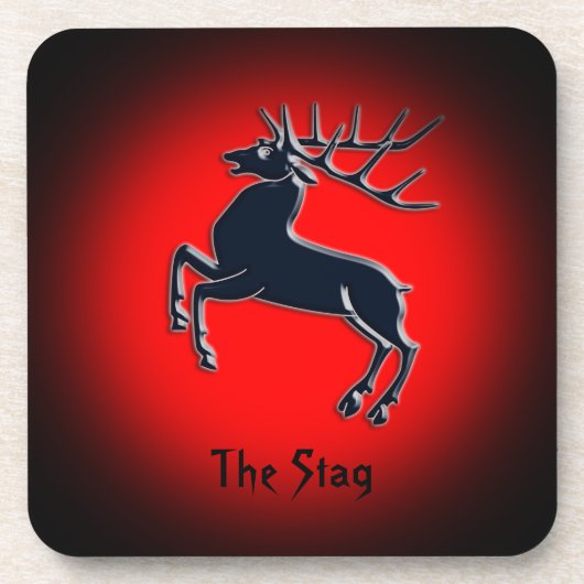 Schwarzer Rutting Stab auf dem roten Scheinwerfere Getränkeuntersetzer (Vorderseite)