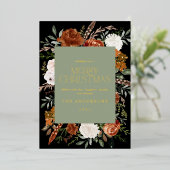 Schwarzer Salbei-grüner Blumenzauber Folien Feiertagskarte (Stehend vorne)