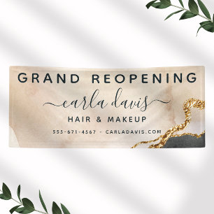 Schwarzer Salon Neueröffnung Aquarellfarbe Rosa Sc Banner