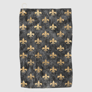 Schwarzer Samt Fleur De Lis Mardi Gras Orleans Golfhandtuch