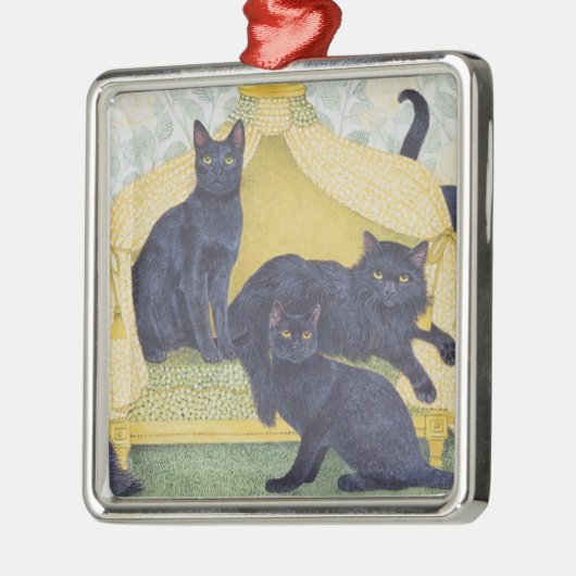 Schwarzer Samt Silbernes Ornament (Links)