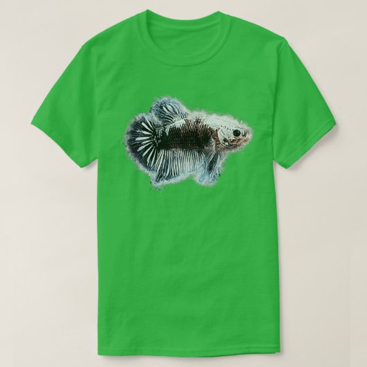 Schwarzer Samurai und Fisch T-Shirt (Design vorne)