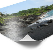 Schwarzer Sandstrand auf dem Hawaii-Foto drucken Fotodruck (Ecke)