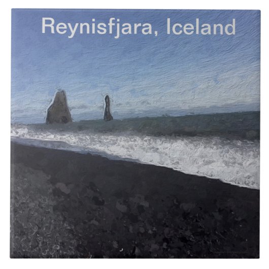 Schwarzer Sandstrand, Island Fliese (Vorderseite)