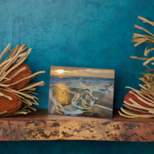 Schwarzer Sandstrand Jokulsarlon Süd Island Fotoplatte