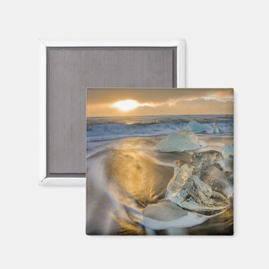 Schwarzer Sandstrand | Jokulsarlon Süd Island Magnet (Vorderseite/Rückseite)