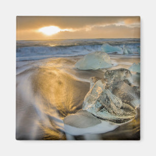 Schwarzer Sandstrand   Jokulsarlon Süd Island Magnet