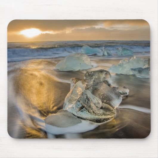 Schwarzer Sandstrand | Jokulsarlon Süd Island Mousepad (Vorne)