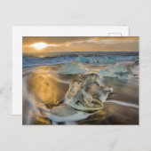 Schwarzer Sandstrand | Jokulsarlon Süd Island Postkarte (Vorne/Hinten)