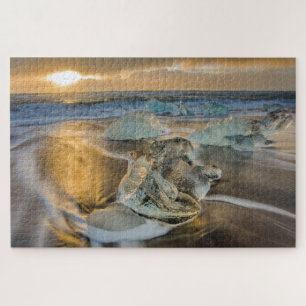 Schwarzer Sandstrand   Jokulsarlon Süd Island Puzzle