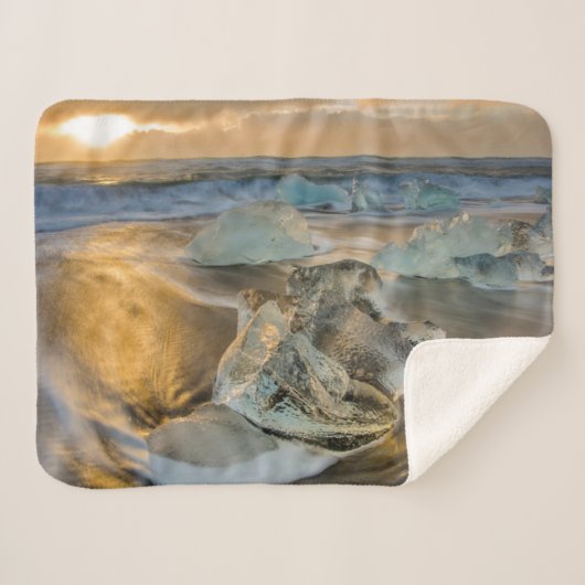 Schwarzer Sandstrand | Jokulsarlon Süd Island Sherpadecke (Vorderseite (Horizontal))