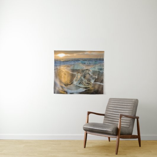 Schwarzer Sandstrand | Jokulsarlon Süd Island Wandteppich (Beispiel (Horizontal))