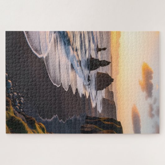 Schwarzer Sandstrand Puzzle (Horizontal)