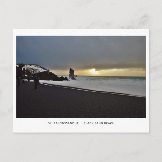 Schwarzer Sandstrand - Säulen auf See, Island - Po Postkarte (Vorderseite)