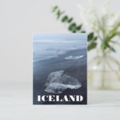 Schwarzer Sandstrand und Eis, Island Postkarte (Stehend Vorderseite)