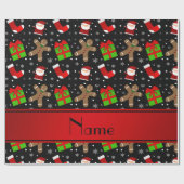 Schwarzer Sankt-Lebkuchen des individuellen Namens Geschenkpapier (Flach)