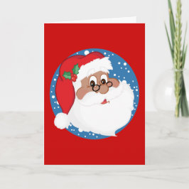 Schwarzer Santa Cartoon (Blau) Feiertagskarte