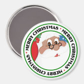 Schwarzer Santa Cartoon (Blau) Magnet (Vorderseite/Rückseite)