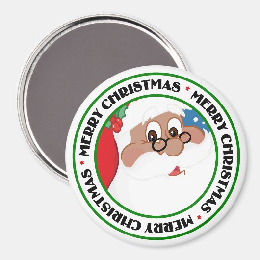 Schwarzer Santa Cartoon (Blau) Magnet (Vorderseite/Rückseite)