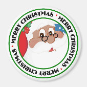 Schwarzer Santa Cartoon (Blau) Magnet (Vorne)