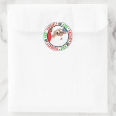 Schwarzer Santa Cartoon (Blau) Runder Aufkleber (Tasche)
