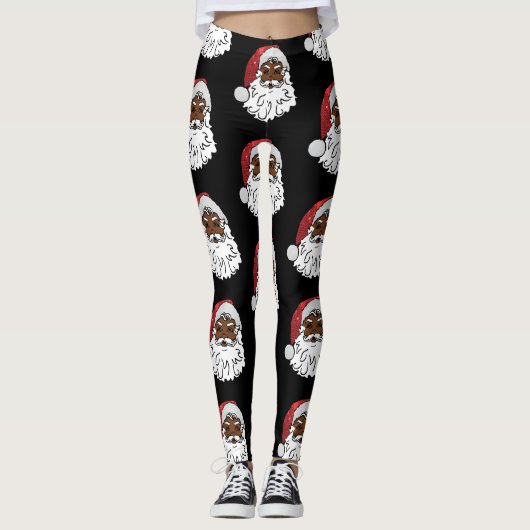 schwarzer Santa-Claus Leggings (Vorderseite)