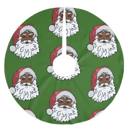 schwarzer Santa-Claus Polyester Weihnachtsbaumdecke (Vorderseite)