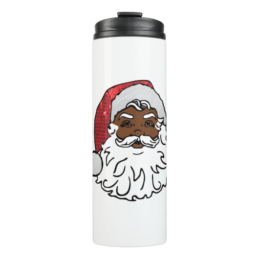 schwarzer Santa-Claus Thermosbecher (Vorderseite)